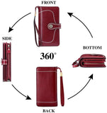 Vintage Oil Wax Leather Women's Wallet Long RFID Clutch