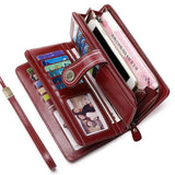 Vintage Oil Wax Leather Women's Wallet Long RFID Clutch