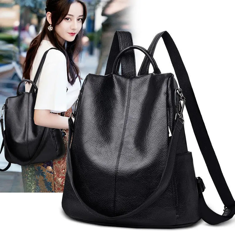 Retro PU Leather Women's Backpack Student Shoulder Bag