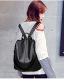 Retro PU Leather Women's Backpack Student Shoulder Bag