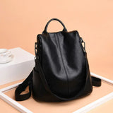 Retro PU Leather Women's Backpack Student Shoulder Bag