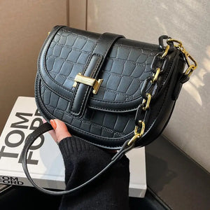 Retro Pu Leather Stone Pattern Shoulder Crossbody Bags For Women