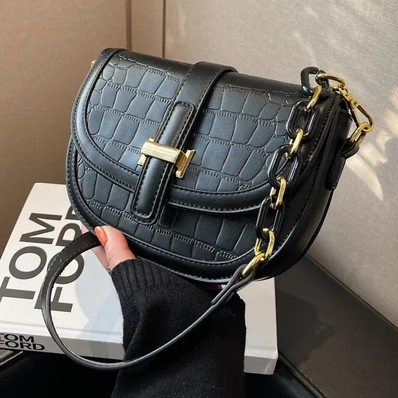 Retro Pu Leather Stone Pattern Shoulder Crossbody Bags For Women