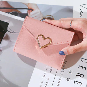 Retro Small Fresh Metal Heart-shaped Short Wallet Ladies Student Wallet