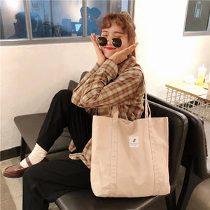 Retro Women's Canvas Shoulder Bag Solid Small Fresh Buckle Tote Bag