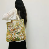 Vintage Flowers Jacquard Canvas Tote Bag