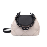 Rhombus Women Bag Embroidery Chain PU Leather Messenger Handbag