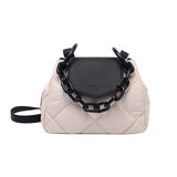 Rhombus Women Bag Embroidery Chain PU Leather Messenger Handbag