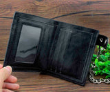 Skulls Cross Money Men's Leather Wallet with Chain