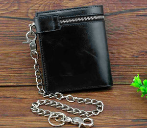 Skulls Cross Money Men's Leather Wallet with Chain