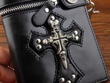 Skulls Cross Money Men's Leather Wallet with Chain