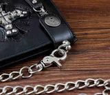 Skulls Cross Money Men's Leather Wallet with Chain