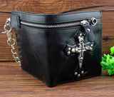 Skulls Cross Money Men's Leather Wallet with Chain