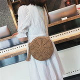 Soft Paper Rope Shoulder Bag Hollow Straw Circle Rattan Bag