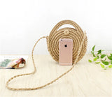 Round Straw Beach Bag Vintage Crossbody Rattan Bag Small Bohemian Shoulder