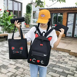 4-Piece School Bags Set for Teenage Girls Print Backpack Female Shoulder Bags
