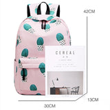 Cactus Print Backpack High School Student Bag