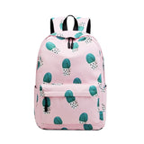 Cactus Print Backpack High School Student Bag