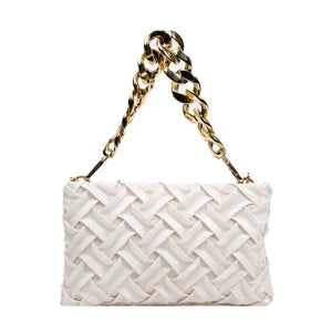 Satin Braided Small Square Bag Metal Chain One-shoulder Crossbody Women's Bag