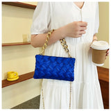 Satin Braided Small Square Bag Metal Chain One-shoulder Crossbody Women's Bag