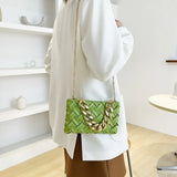 Satin Braided Small Square Bag Metal Chain One-shoulder Crossbody Women's Bag