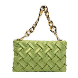 Satin Braided Small Square Bag Metal Chain One-shoulder Crossbody Women's Bag