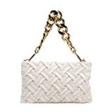 Satin Braided Small Square Bag Metal Chain One-shoulder Crossbody Women's Bag