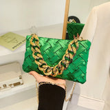 Satin Braided Small Square Bag Metal Chain One-shoulder Crossbody Women's Bag
