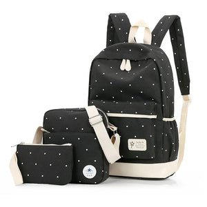 Canvas Backpack Women Shoulder Bags Campus Bag Jacquard Preppy Style