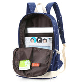 Canvas Backpack Women Shoulder Bags Campus Bag Jacquard Preppy Style