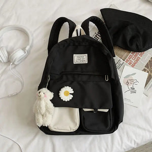 Teenage Girls Backpack School Nylon Bookbags Flowers Student Schoolbag