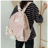 Teenage Girls Backpack School Nylon Bookbags Flowers Student Schoolbag