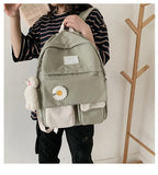 Teenage Girls Backpack School Nylon Bookbags Flowers Student Schoolbag