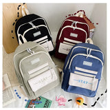 High School Student Backpack Fresh And Contrast Large Capacity