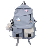 Vintage Schoolbag for High School Students with Pendant