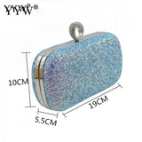Sequined Clutch Evening Bag with Chain Purse