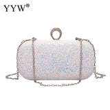 Sequined Clutch Evening Bag with Chain Purse