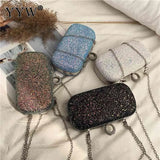 Sequined Clutch Evening Bag with Chain Purse
