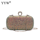 Sequined Clutch Evening Bag with Chain Purse