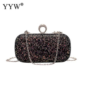 Sequined Clutch Evening Bag with Chain Purse