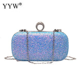 Sequined Clutch Evening Bag with Chain Purse