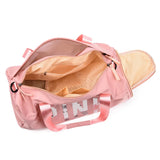 Sequins Pink Gym Bag Women Shoe Compartment Sport Bags