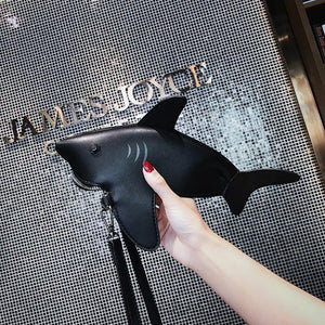 Shark Shape Messenger Bag Pu Leather Shoulder Bag Cartoon Small Bag