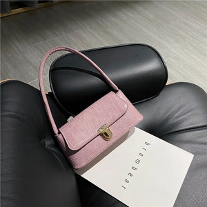 Stone Pattern Shoulder Bag PU Leather Chain Female Bag Retro