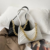 Embossed PU Leather Chain Shoulder Bag Zipper Texture Shopping Bag