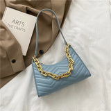 Embossed PU Leather Chain Shoulder Bag Zipper Texture Shopping Bag