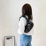 Women's Pleated PU Leather Shoulder Bag Tote