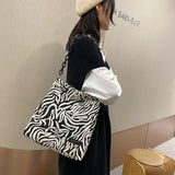Leopard Shoulder Bag Women Large Capacity Canvas Handbag