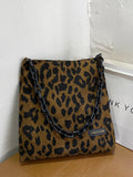 Leopard Shoulder Bag Women Large Capacity Canvas Handbag