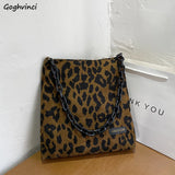 Leopard Shoulder Bag Women Large Capacity Canvas Handbag